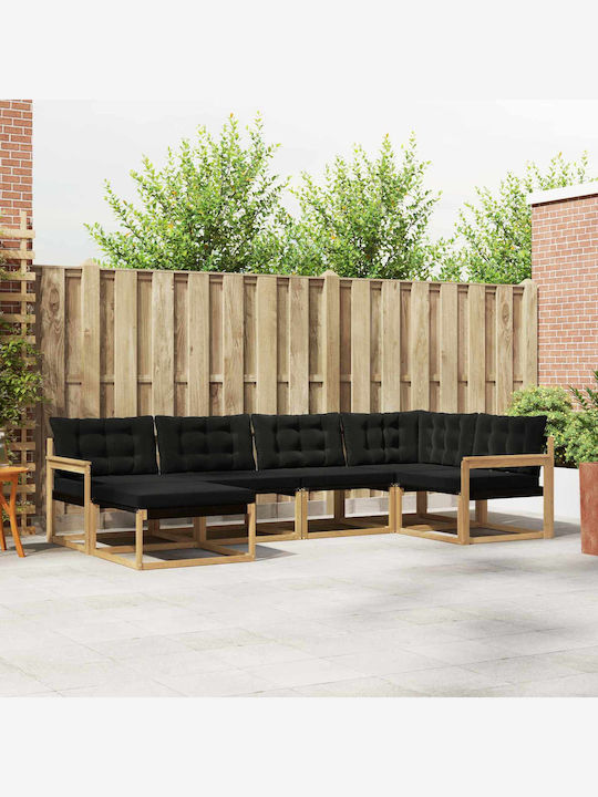 Ecksofa Outdoor Hölzernes mit Kissen 327x168.5x73cm