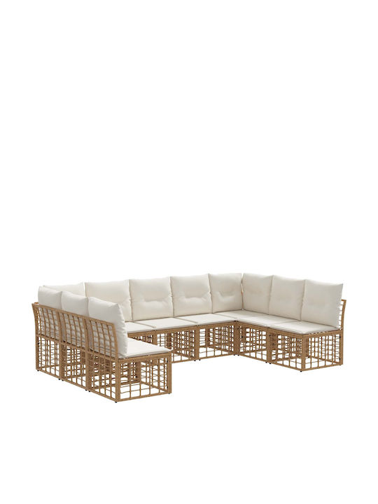 Ecksofa Outdoor Kunststoff mit Kissen