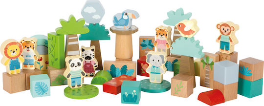 Small Foot Εκπαιδευτικά Τουβλάκια Jungle Friends Ξύλινα για 1+ Έτους 50τμχ
