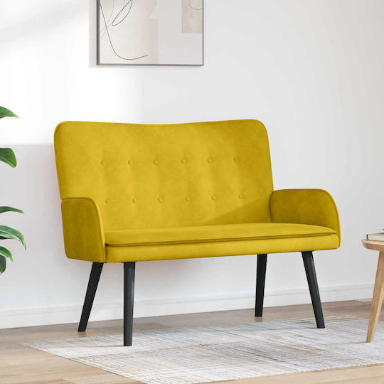 Two-Seater Velvet Yellow Couch 115x61x87 cm