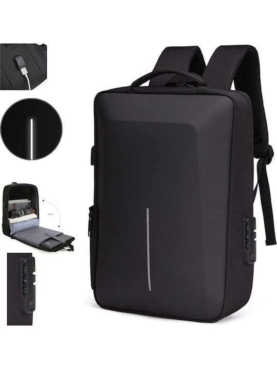 Rucsac Antifurt Pentru Laptop Zola Cu Lacăt Cu Combinație Carcasă Rigidă Încărcare Usb Bandă Reflectorizantă Compartiment Pentru Laptop 45 X 32 X 14 Cm Negru