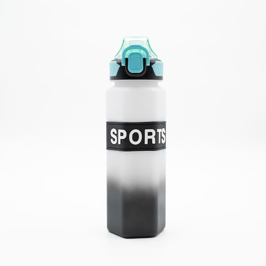 Păgure Sport Apă 750ml Ombre Negru-alb Design Hexagonal Pai Siliconic și Mâner de Transport