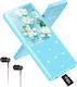 MP3 Player 128 GB Agptek Bluetooth 5.4 Ecran 2.4 Inch Înregistrare Cu Un Singur Click Difuzor HD Integrat Radio FM Carcasă Metalică Butoane Tactile Portabil Căști Incluse Albastru