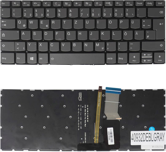 Немска Клавиатура За Лаптоп Lenovo V130-14ikb 81hq 81b0 V330-14arr 81b1 V330-14isk 81ay V130-14igm 81hm 5cb0r34942 Sn20m61690 Lcm16h3 Pk131ym1b19 De Без Рамка С Подсветка Сива Код 40932deblgray