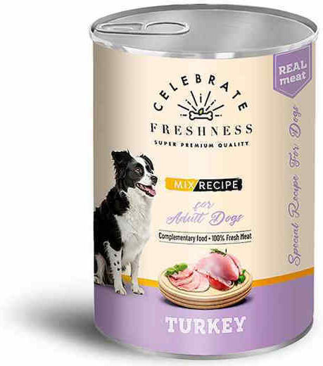 Celebrate Freshness Dog Adult Mix Recipe Turkey In Jelly 400g Complete Balanced Wet Dog Food For Adult Dogs Turkey