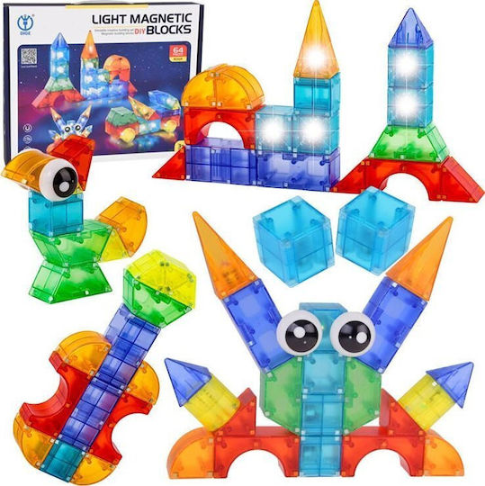 Jokomisiada Cărămizi Magnetice 3D Iluminate Cărămizi Magnetice 64 Piese Za5240