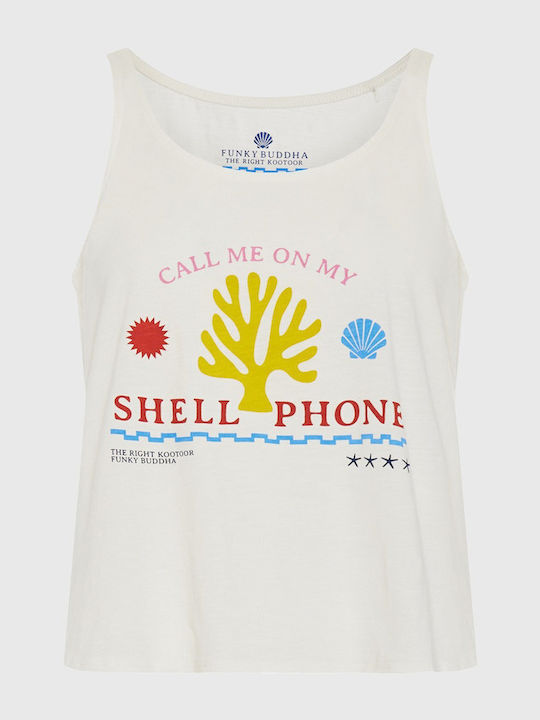 Funky Buddha Women's Cotton Sleeveless White Bl...