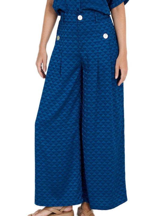 Skatie Women's High Waist Fabric Pantaloons with Rubber Band Navy
