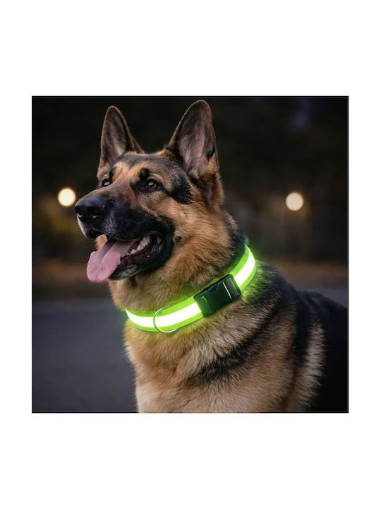 Hundehalsband Reflektierende Band Grün Verstellbar Metallisches Schnalle 60x2.5cm