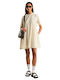 Summer Mini Athletic Dress T-Shirt Short Sleeve Beige