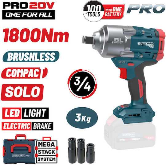 Bormann Pro BBP5456CA Brushless Μπουλονόκλειδο Μπαταρίας 20V Solo με Υποδοχή 3/4"
