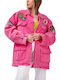 Long Women's Jacket for Winter Acid Pink
