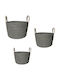 Espiel Basket Synth Rattan Round Set of 3 Gray 35x25 30x20 25x15cm Code Fex202