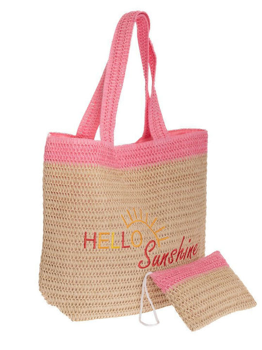 Iliadis Wicker Beach Bag with Wallet Beige