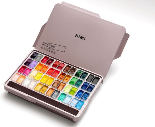Himi Twin Cup Jelly Acrylfarben Set 48 Farben Palette Mischen Rosa Box Tbt40