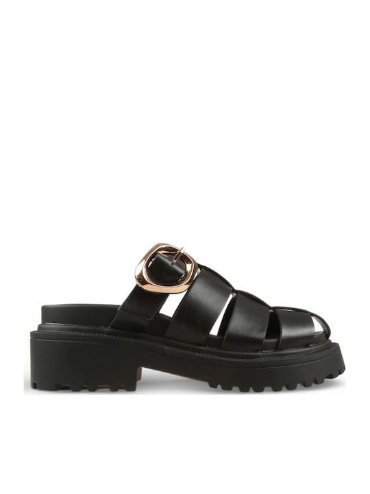 Damen Flache Sandalen Schwarz