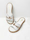 Leather Women's Flat Sandals White