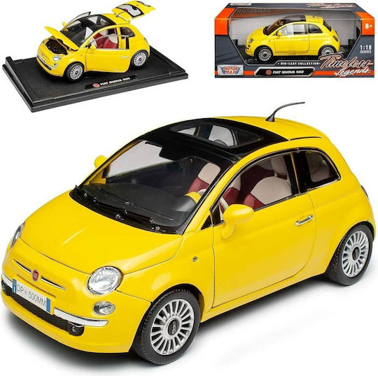 Fiat 500 Motormax 2009 1:24 Metal Replica Yellow