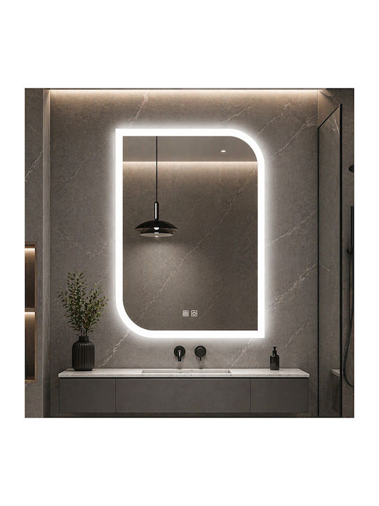 Futura Ορθογώνιος Καθρέπτης Μπάνιου Led Αφής 60x80cm Λευκός