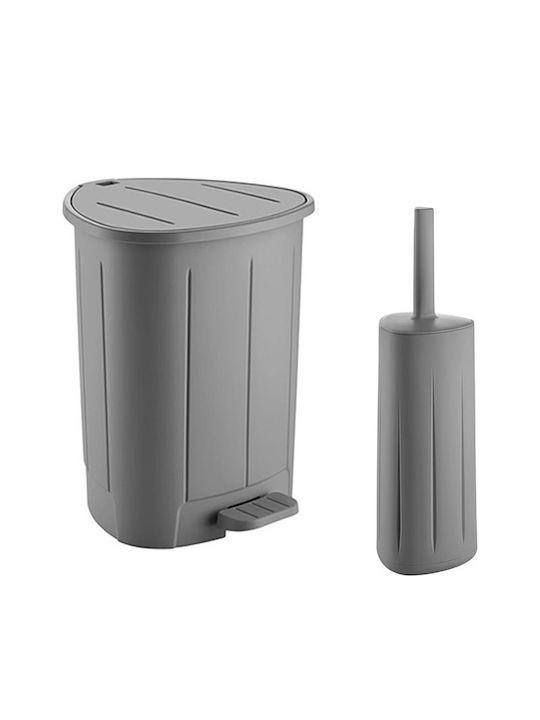 Sidirela E-1028-29-1 Plastic Bathroom Brush and Bin Set 8l Gray