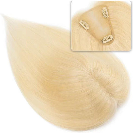 Damentopper Toupé Spitze Haar Natürliches Vollspitze Genäht Transparent Hellblond Offen 40cm