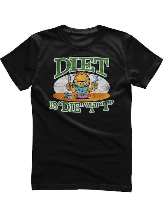 Garfield Diet Is Die A T T-shirt Black Unisex Via-1-gar010-bk