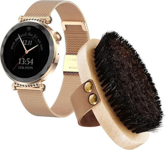 MaxCom FW73 Onyx Gold + Glov Rostfreier Stahl Smartwatch mit Herzfrequenz
