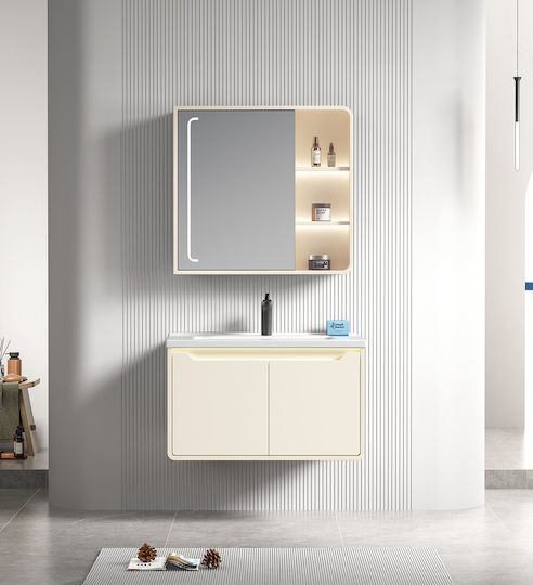 Martin Vanity Unit With Sink & Mirror Soft Lemon