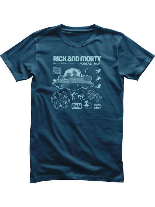 Rick Morty Portal Hop T-shirt Indigo Blue Unisex Wb-1-rm021-ib