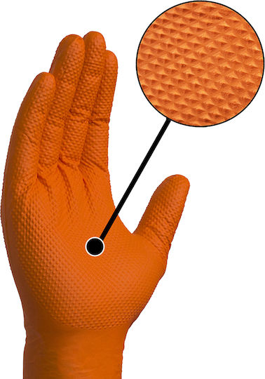 Dng86--50 Nitrile Textured Orange Gloves