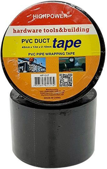 Highpower Черна Лента За Тръби Pvc 48mm X 12m – Устойчива