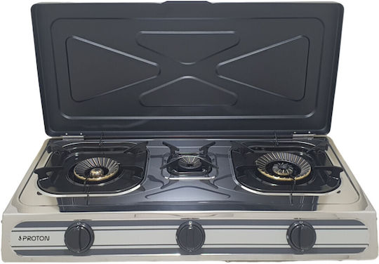 Proton Ss04 Επιτραπέζια Εστία Υγραερίου Τριπλή Inox