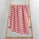 Lino Home Beach Towel Pareo Cotton Coral With Fringes 90x180cm