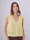 Celestino Women's Knitted Perforated Yellow Vest