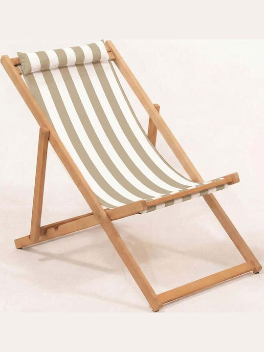 Deckchair Myn Wooden White-Brown 59x44x90cm