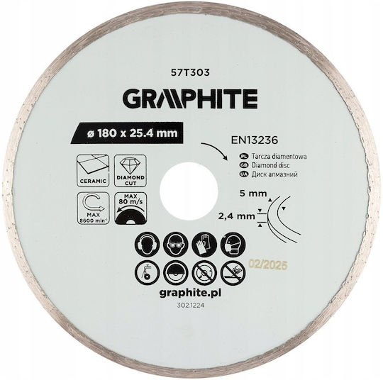 Disc De Tăiere Diamantat Complet 180 X 25.4 Mm Umed