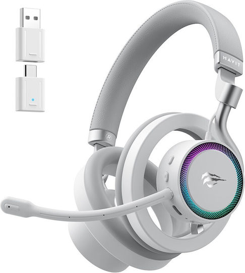 Havit Fuxi-H8 Wireless On Ear Gaming Headset with 3.5mm / USB Connection White for Nintendo Switch / PC / PS4 / PS5