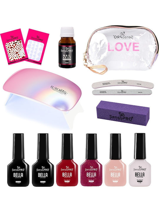 Sensopro Set Lacuri de Unghii Semipermanente 7ml Lampă Uv Love Reflection + Cadou