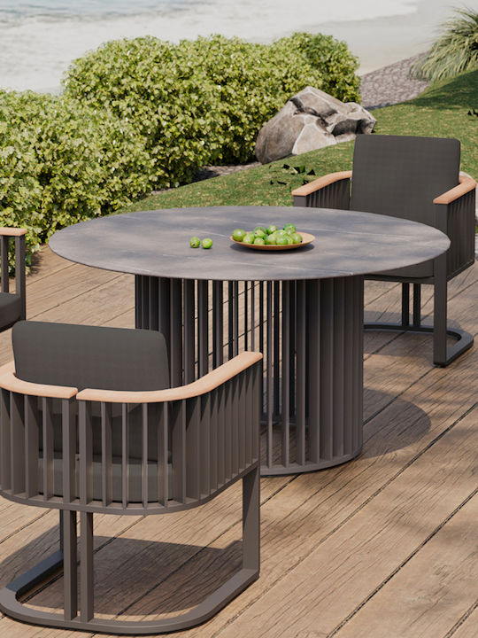 Symetron Rundtisch mit Steinoberfläche Anthrazit 140x140cm