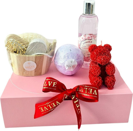 Set Spa Premium Femei 250 Ml Gel De Duș Lumânare În Formă De Ursuleț Accesorii Pentru Baie