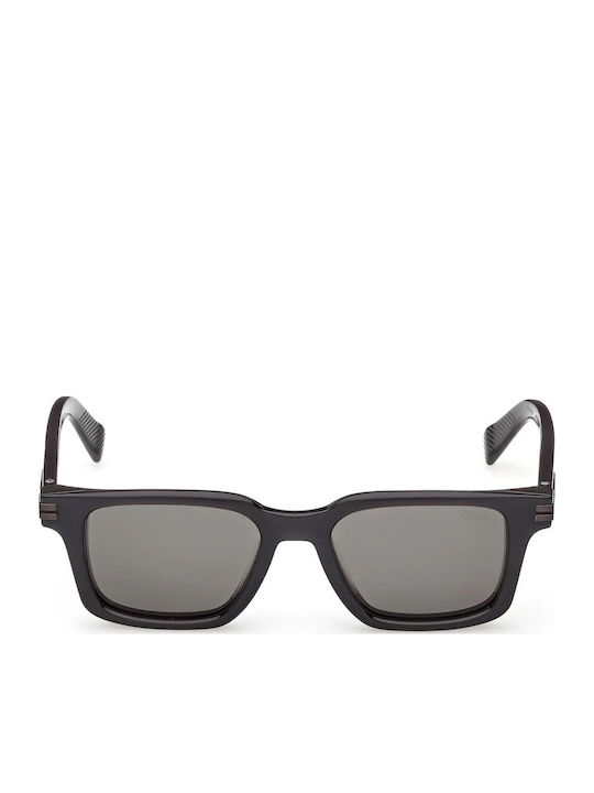 Zegna Men's Sunglasses with Gray Horn-Rimmed Frame and Gray Polarized Lenses EZ0280 20D