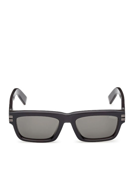 Zegna Men's Sunglasses with Gray Horn-Rimmed Frame and Gray Polarized Lenses EZ0282 20D