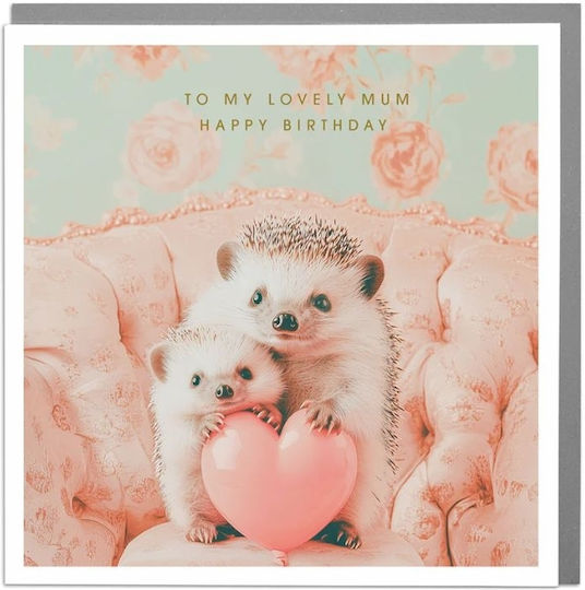 Ευχετήρια Κάρτα Φάκελο To My Lovely Mum Happy Birthday Hedgehogs/15x15 Lola Desing