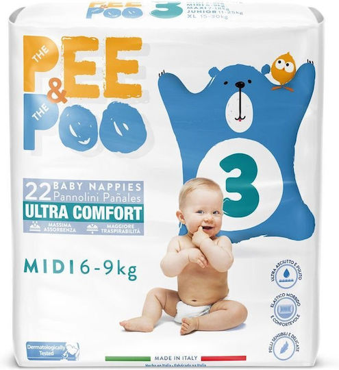 Pee&Poo Памперси с Лента Ultrafit No. 3 за 6-9кг 22бр
