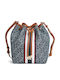 Stripe Leder Damen Schultertasche Blau