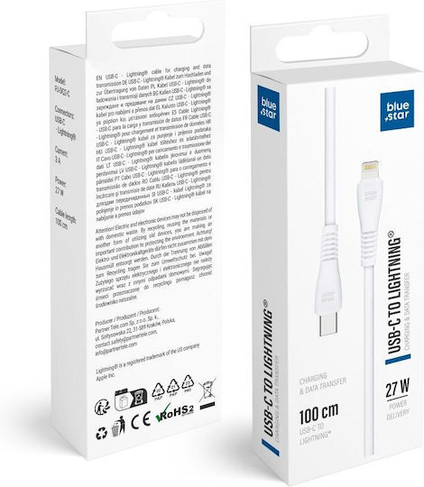 Blue Star Cablu USB-C La Lightning 27W Alb 1m
