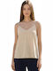 Women's Blouse with Spaghetti Straps & V-Neckline Champagne