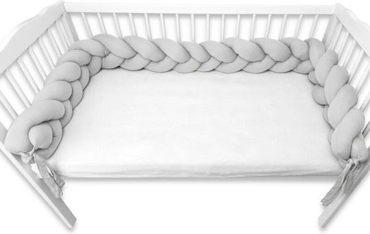 MimiNu Crib Bumper Braided Inside Soft Gray 240cm
