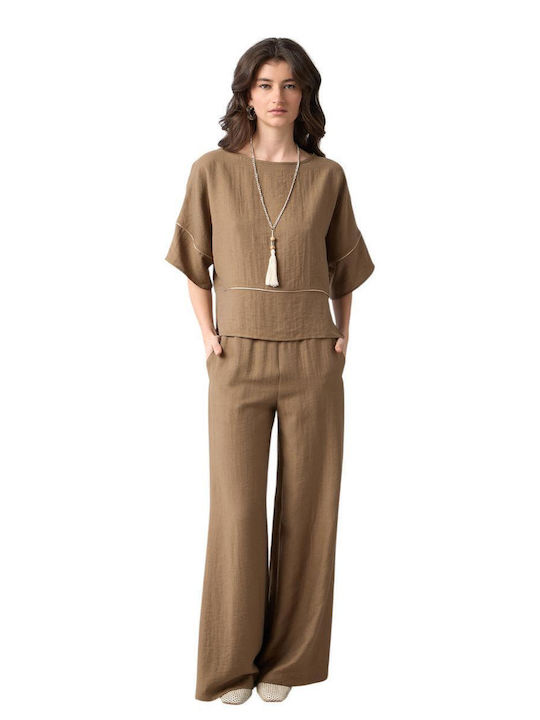 Passager Women's High Rise Linen Pantaloons wit...