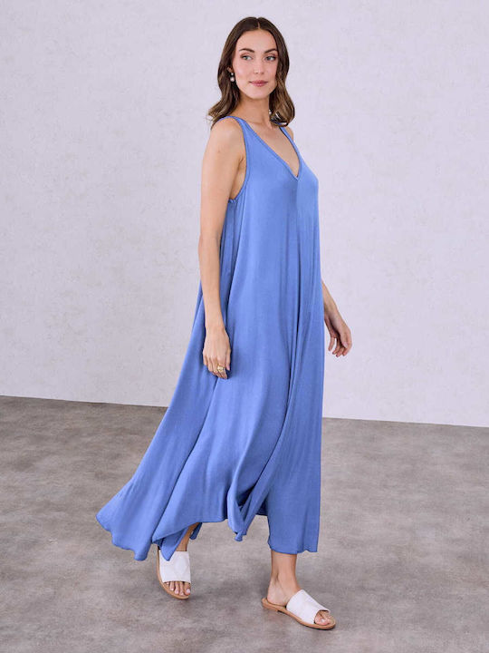 Celestino Women's Maxi Dress Curved Hem Loose Fit Blue | Skroutz.mt